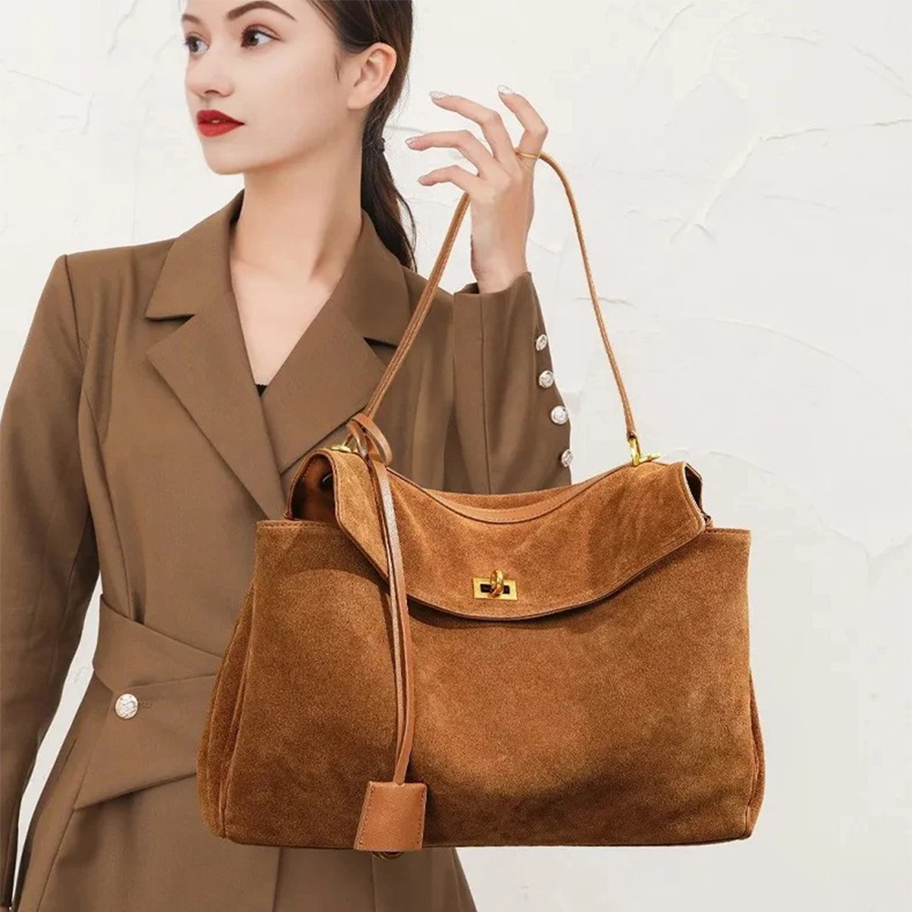 Luxury Bags Tote - Tas Kulit Asli Suede Wanita Musim